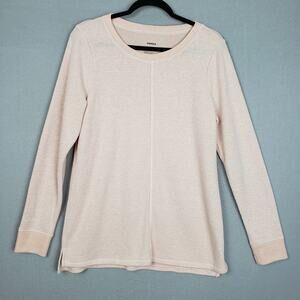 Sonoma Women's M Long Sleeve Waffle Knit Thermal Peach Pink Cozy Cabincore Layer